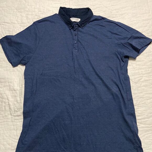 Denim and Flower Navy Polo Shirt size Large - Picture 1 of 6